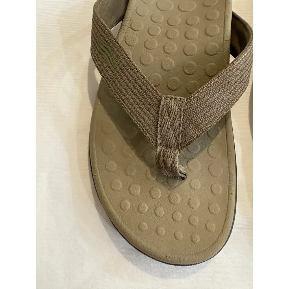 Vionic 44 Wave Flip Flop Sandal Khaki Green Comfort Arch Support Men 9 Women 10